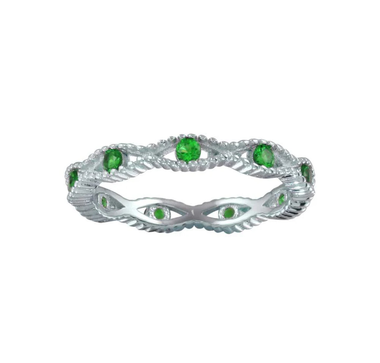 925 Sterling Silver Emerald Bands