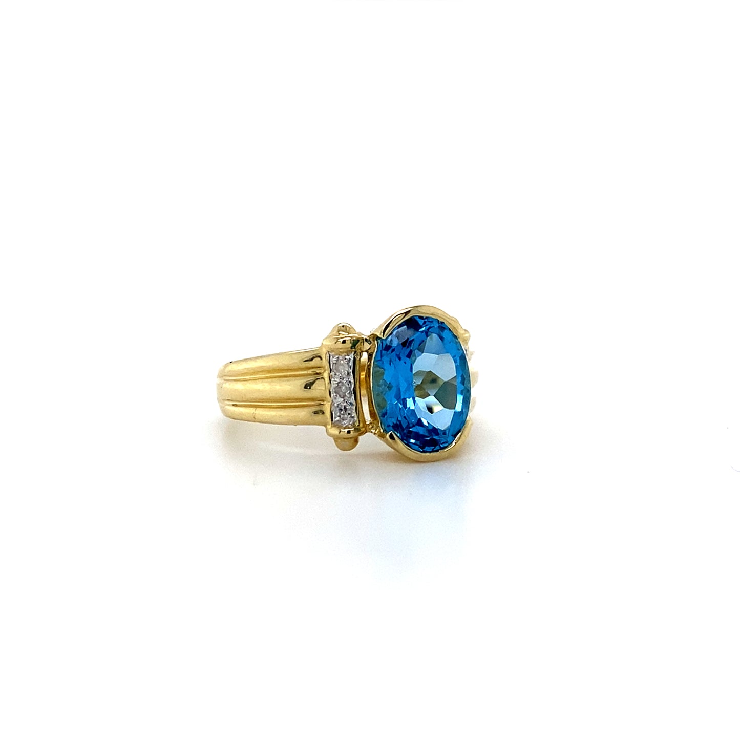 14K Yellow Gold Blue Topaz Ring