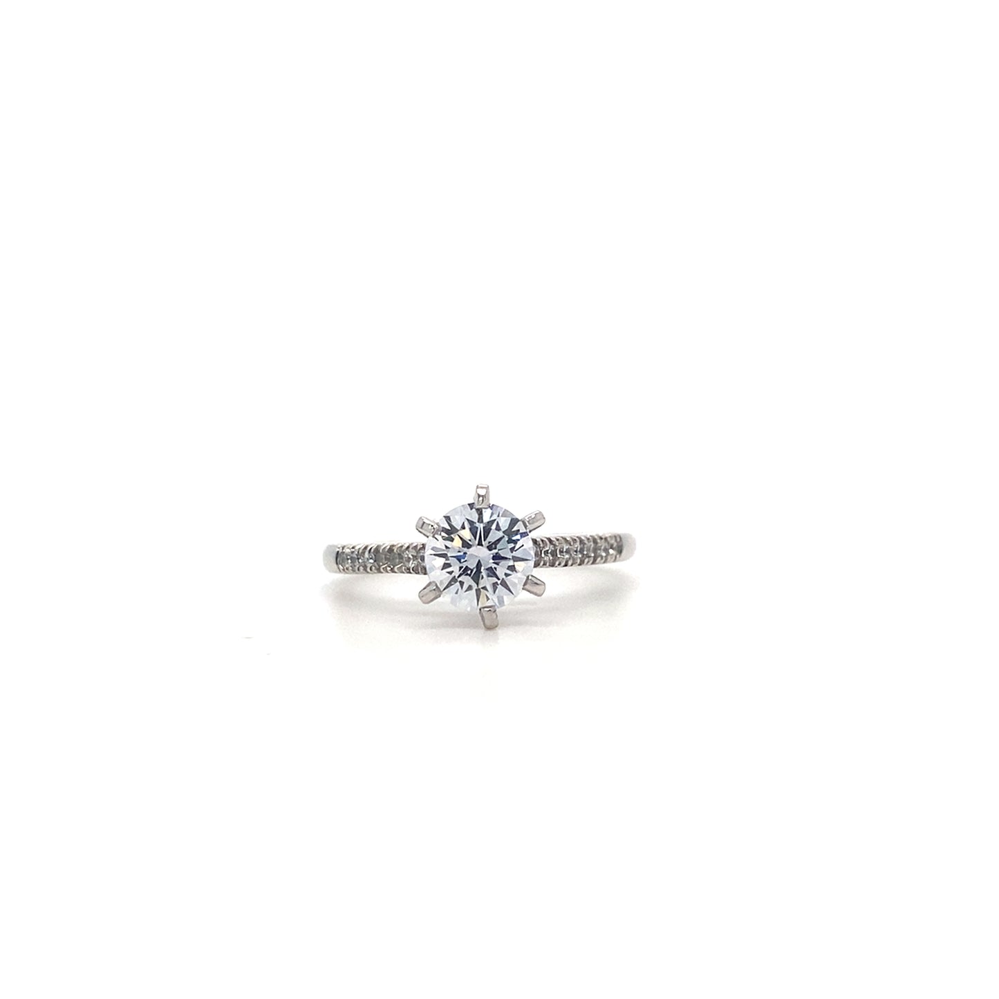 14K White Gold 6 Prong Engagement Set