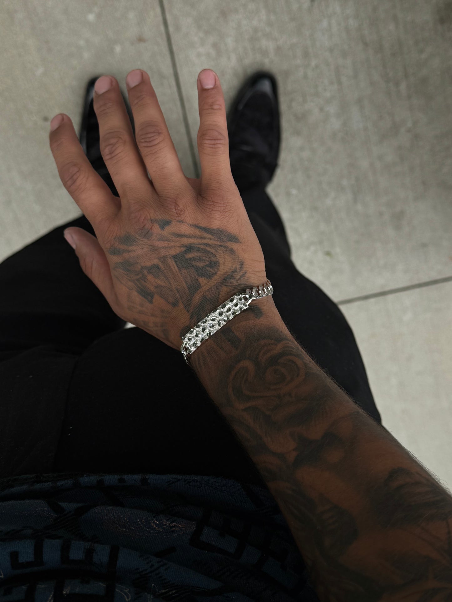925 Silver Nugget Plate Bracelet