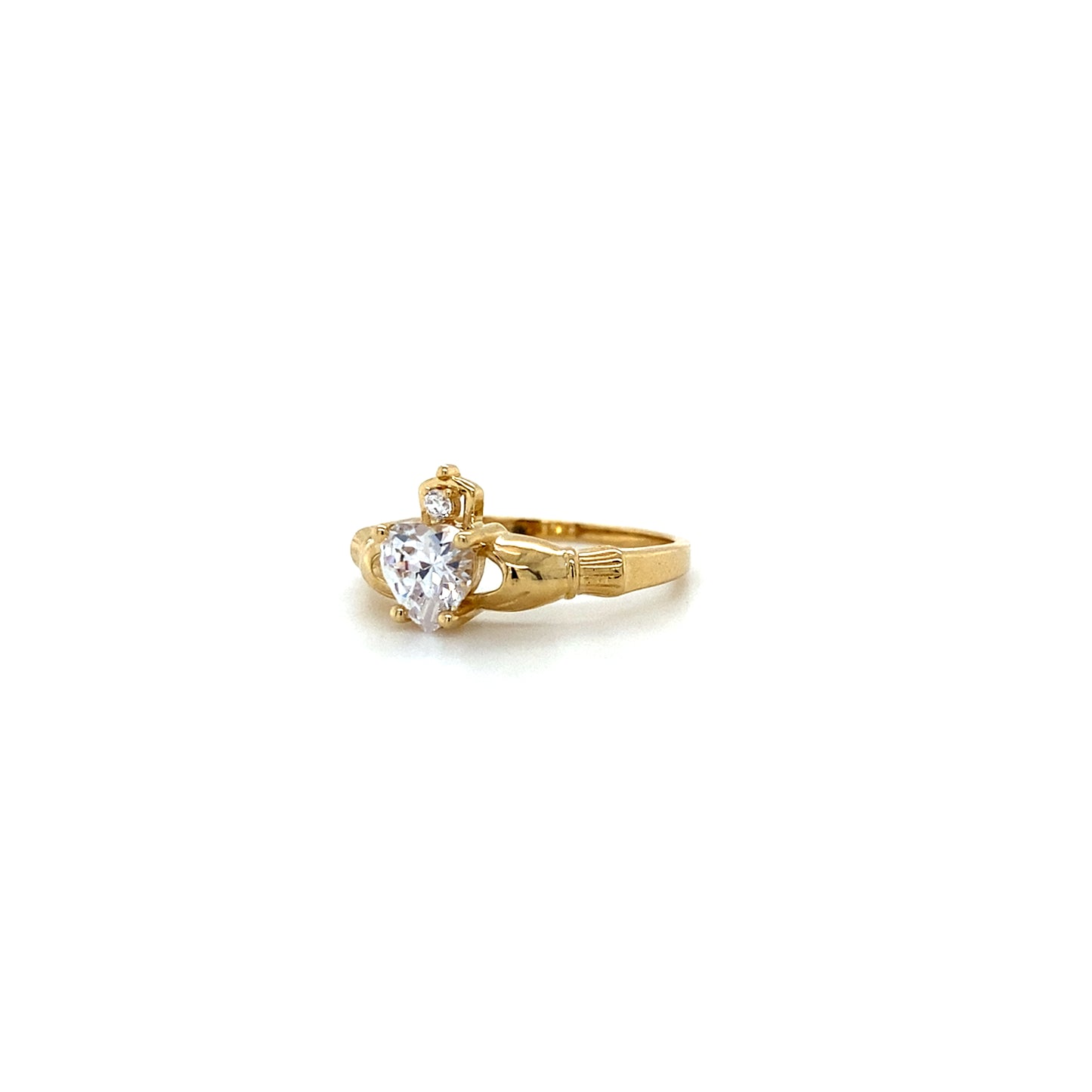 14K Yellow Gold Claddagh Heart Ring