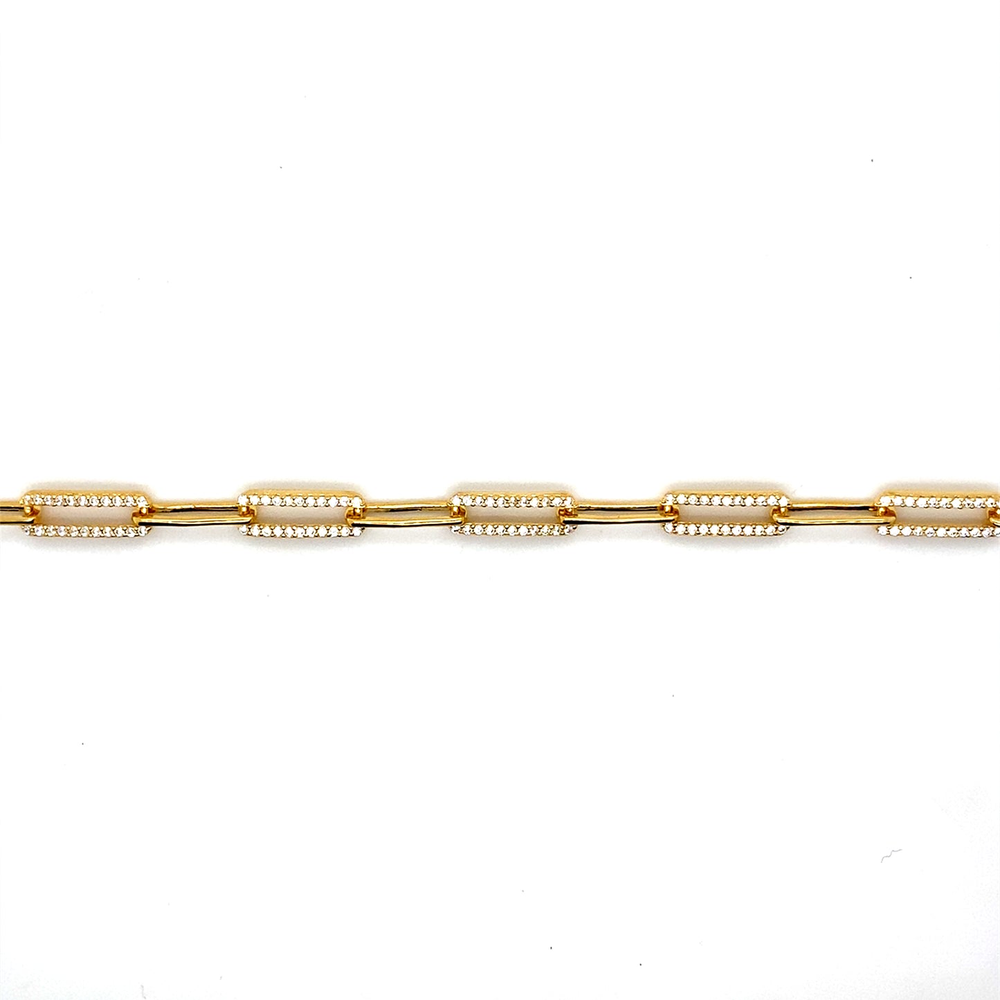 Gold-Plated Sterling Silver Paperclip Bracelet with CZ Accents
