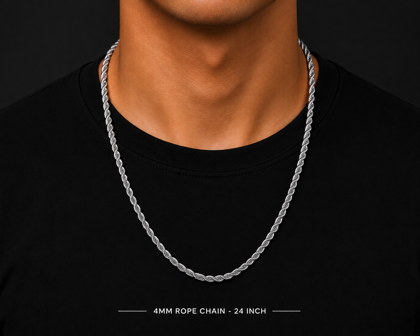 925 Silver 4MM Rope Chain & Bracelet