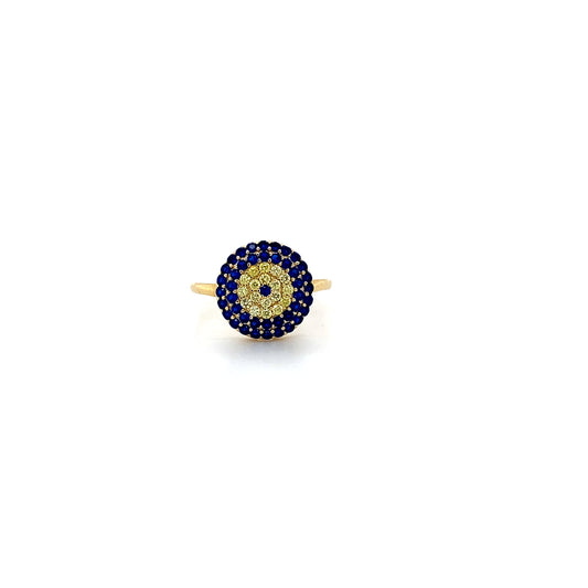 14K Yellow Gold Evil Eye Ring
