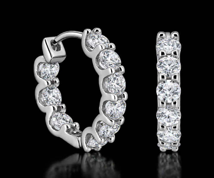 925 Sterling Silver Moissanite Hoop Earrings 17.5MM