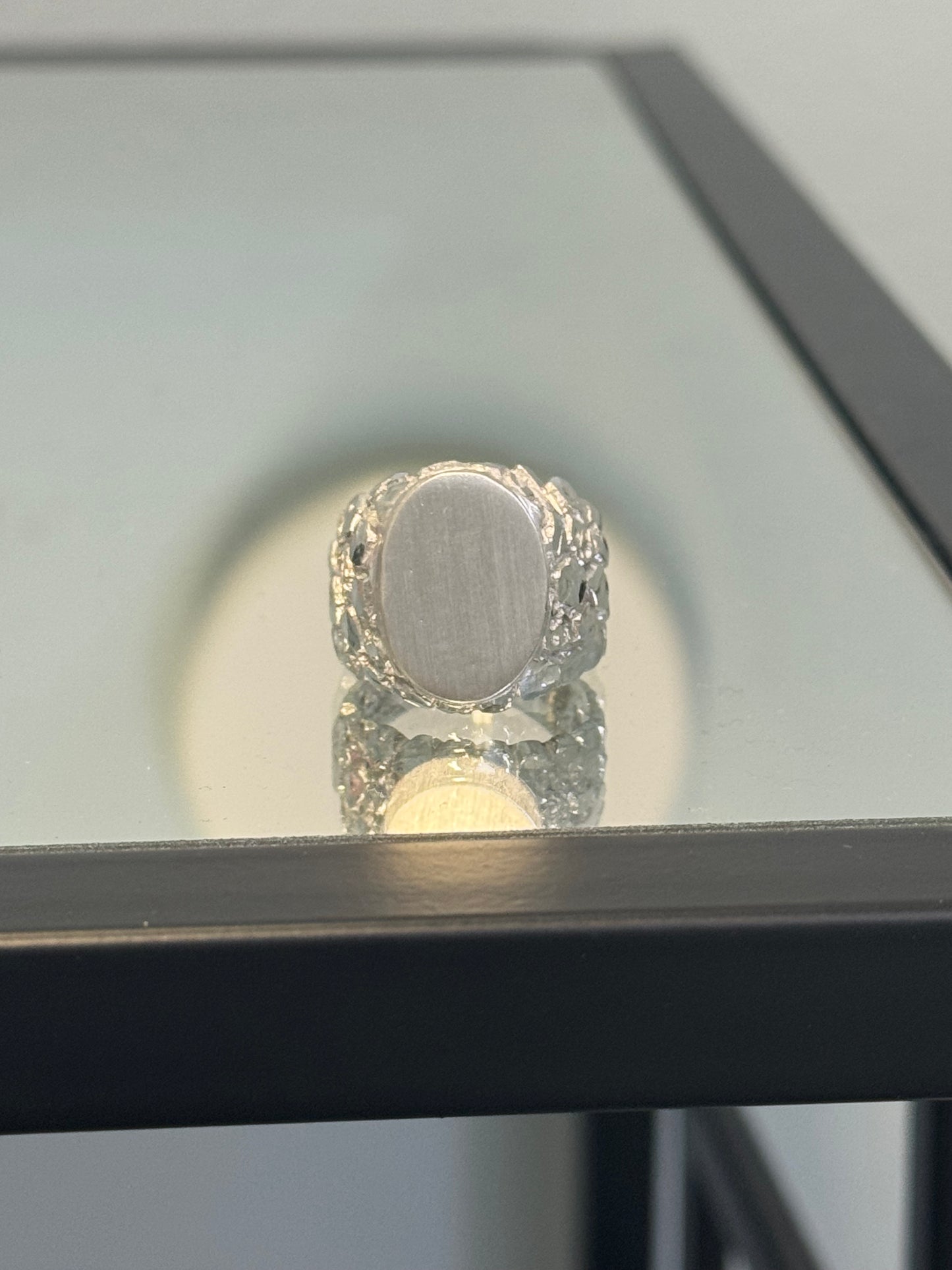925 Silver Initial Nugget Ring