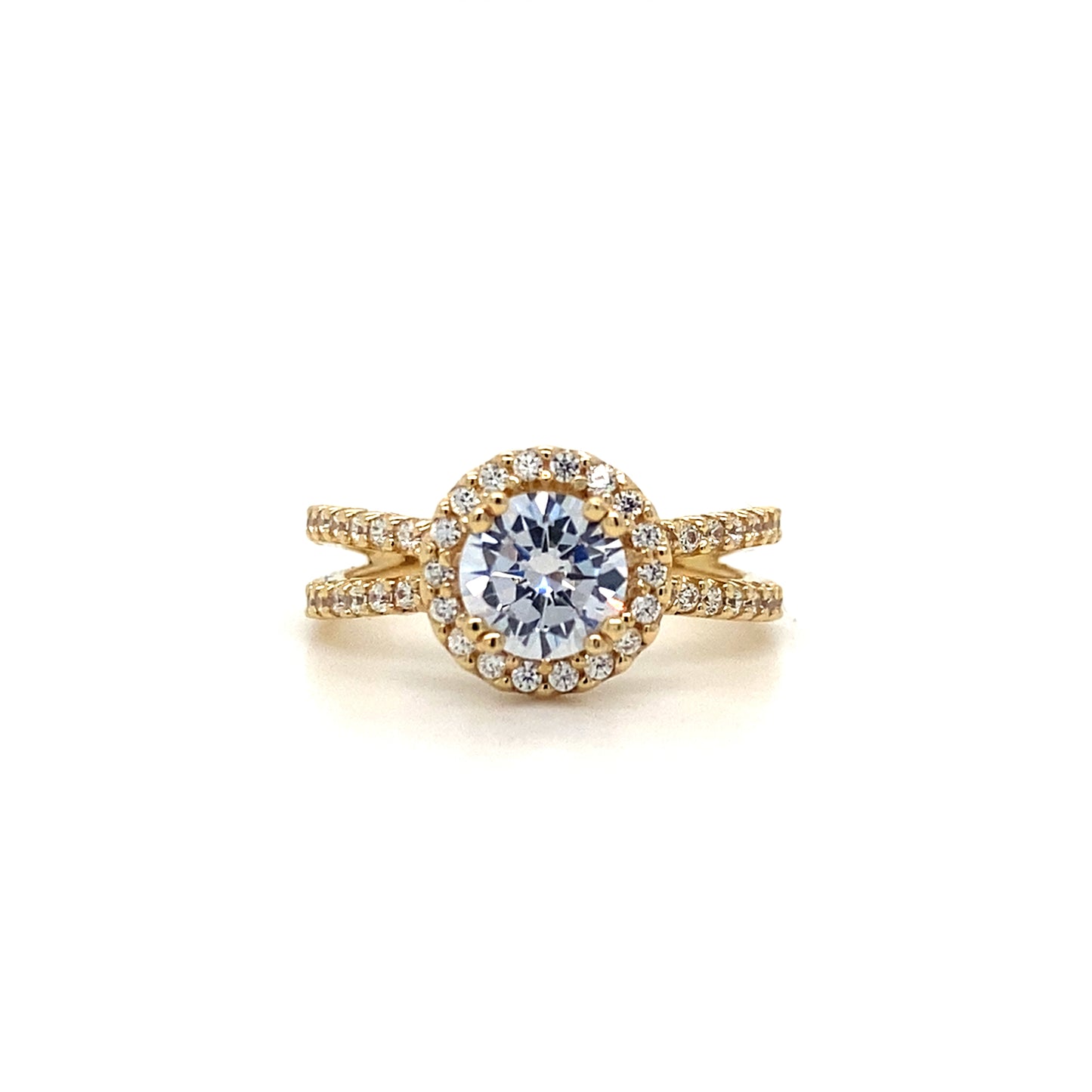 Halo Engagement Set In 14K Yellow Gold Ring
