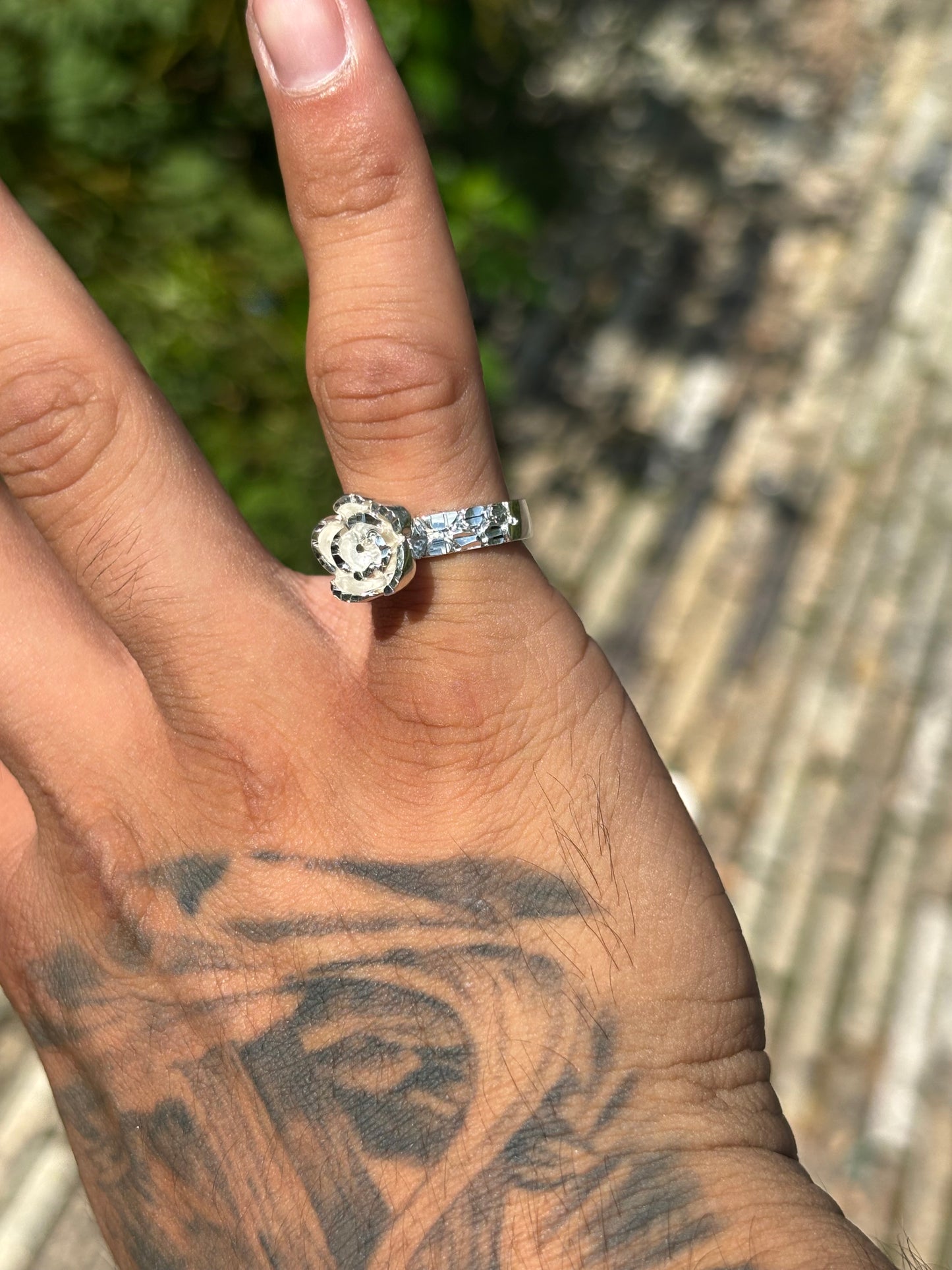 925 Sterling Silver Rose Nugget Ring