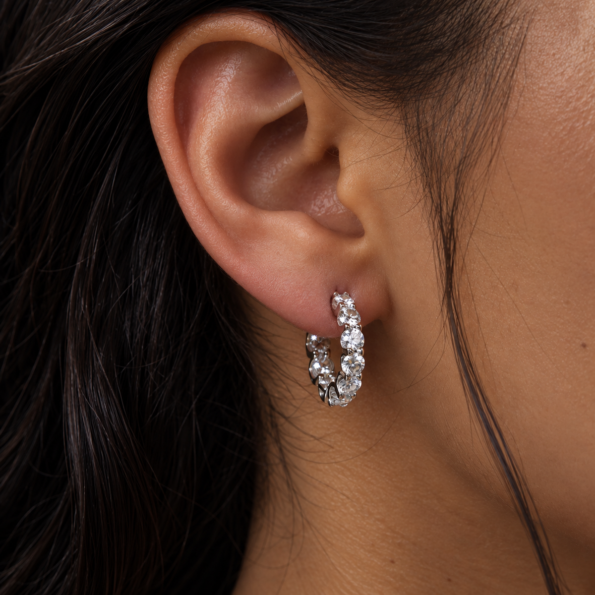 925 Sterling Silver Moissanite Hoop Earrings 17.5MM