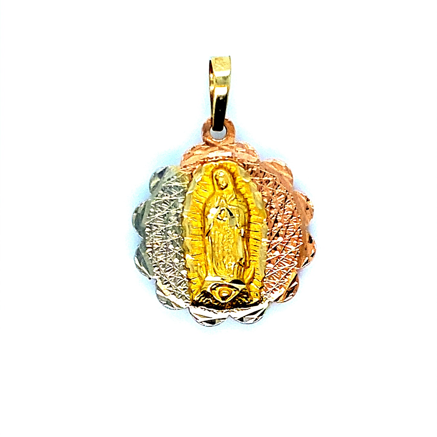 3-Tone 14K Double Sided Religious Pendant