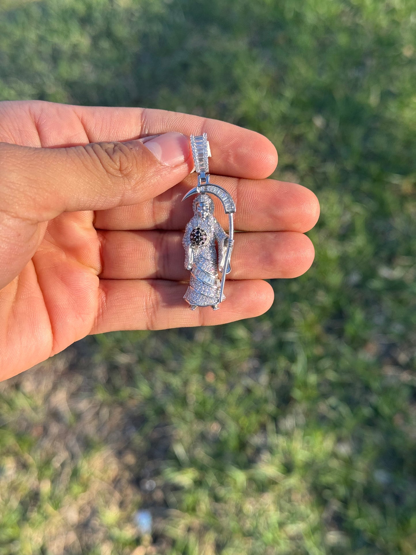 Santa Muerte (Grim Reaper) Pendant In 925 Sterling Silver