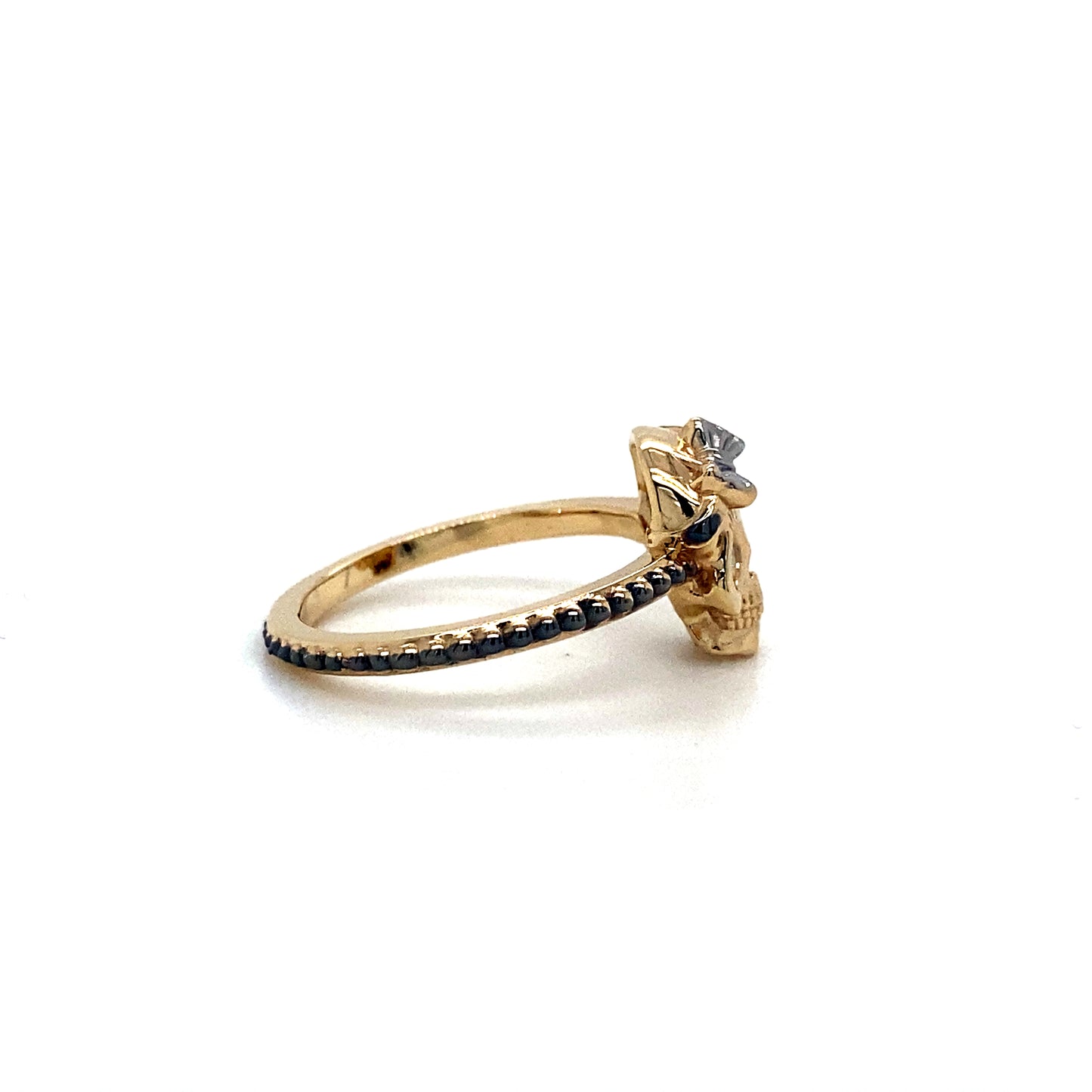 Bold 14K Gold Princess Skull Ring W/ Heart Eyes