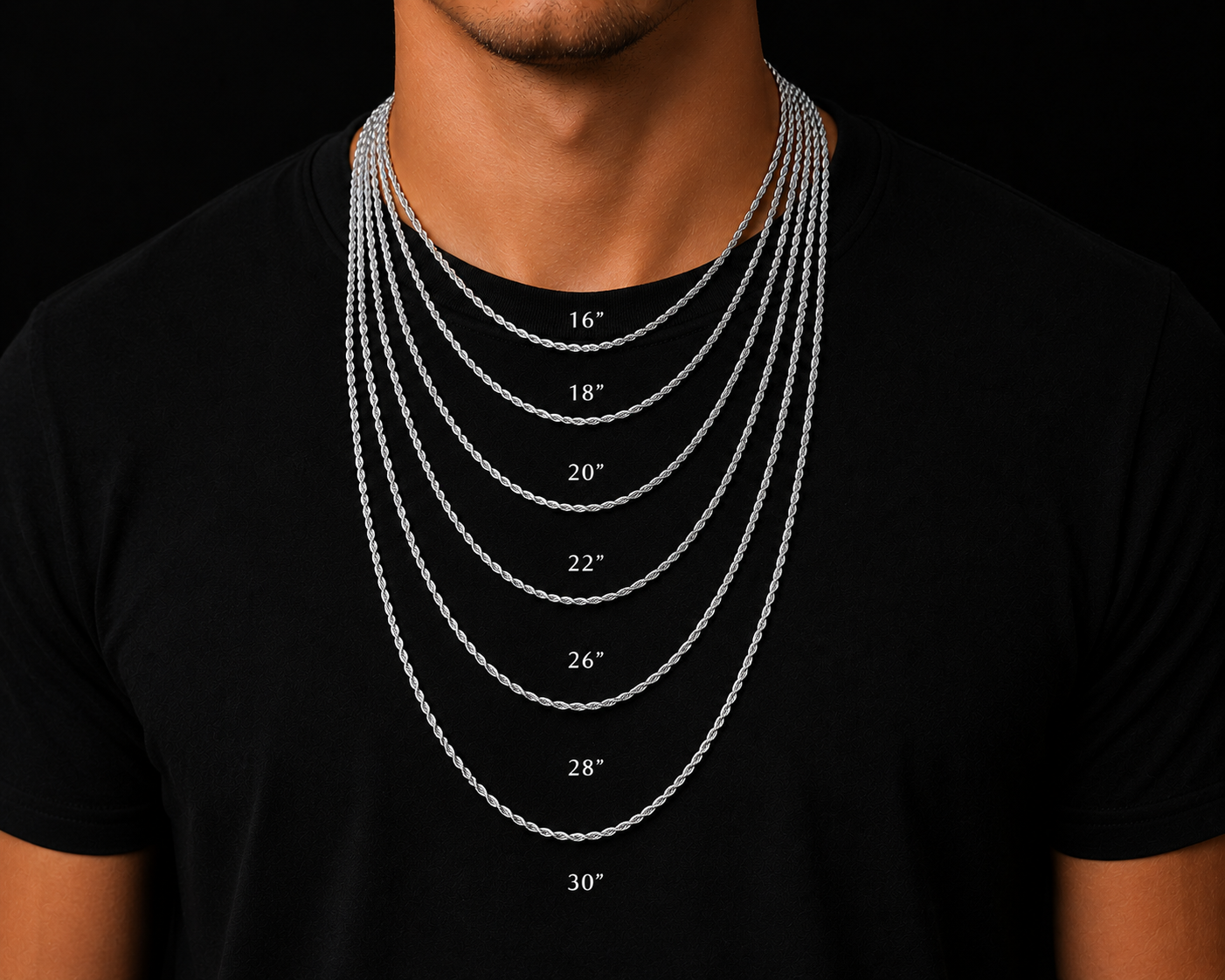 925 Sterling Silver 2MM Rope Chain & Bracelet