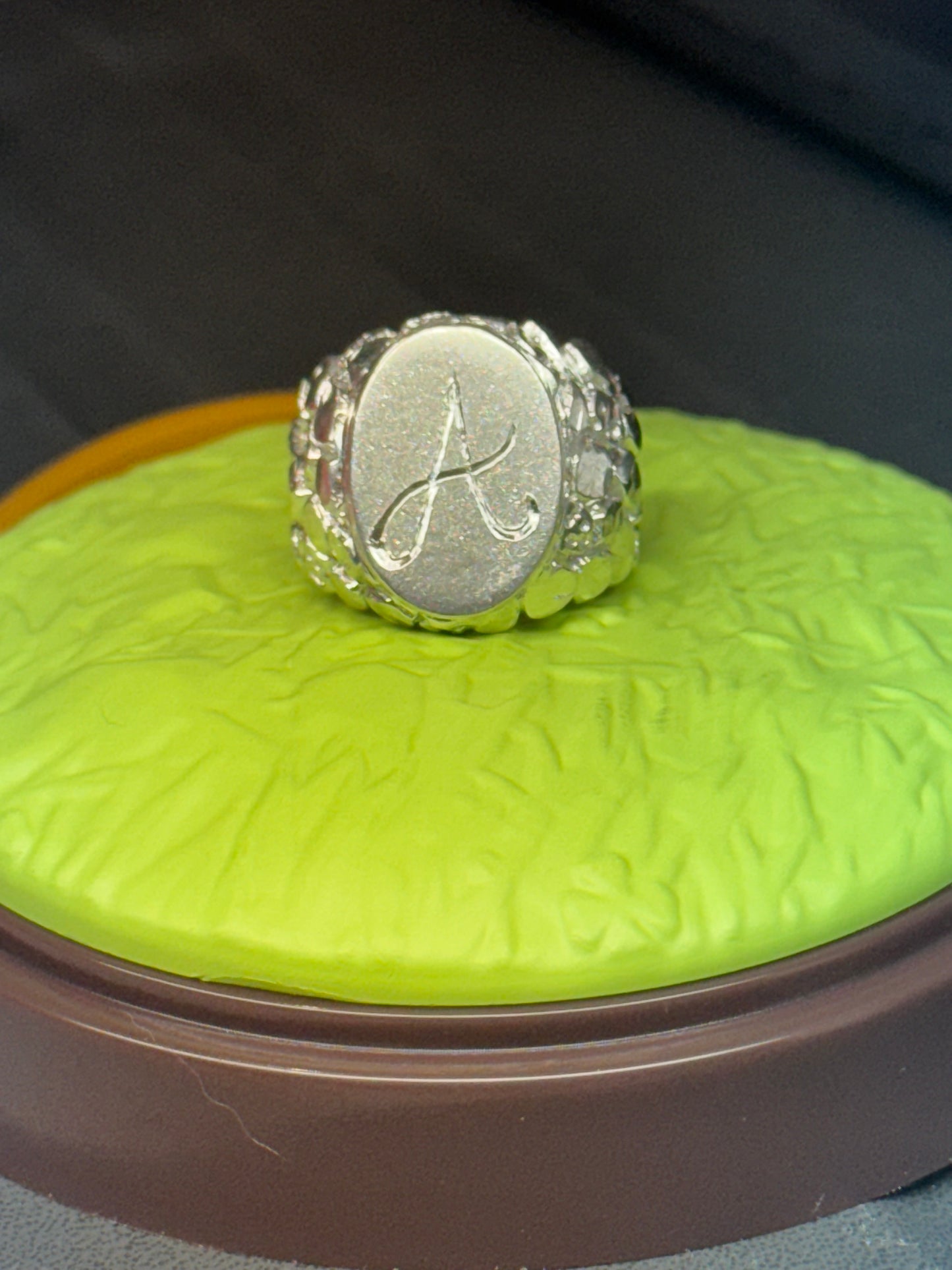 925 Silver Initial Nugget Ring