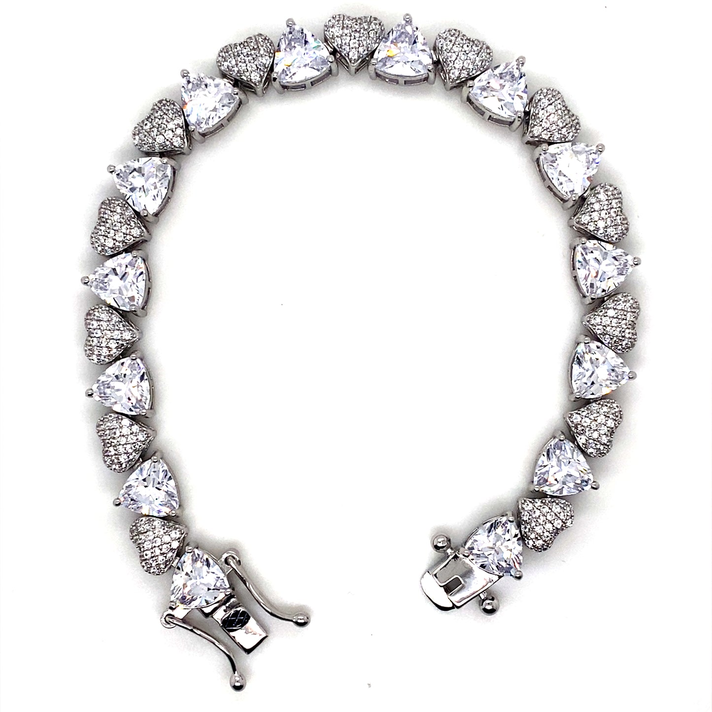 7.5” Heart Shaped Bracelet In 925 Sterling Silver