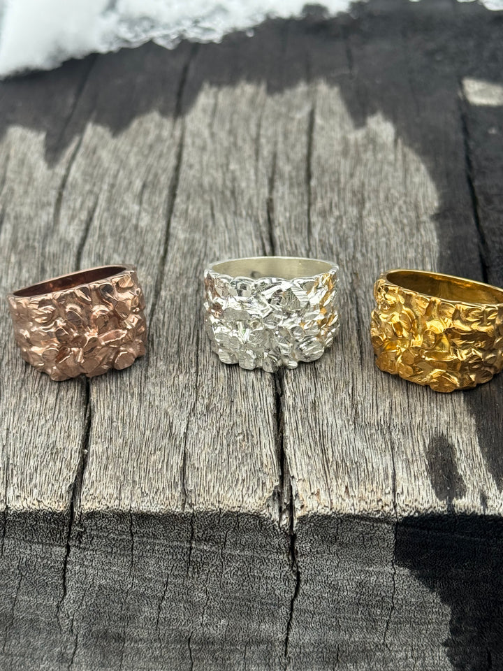 925 Silver Nugget Ring Rose Gold Yellow Gold Silver Options - D's Custom Jewelry