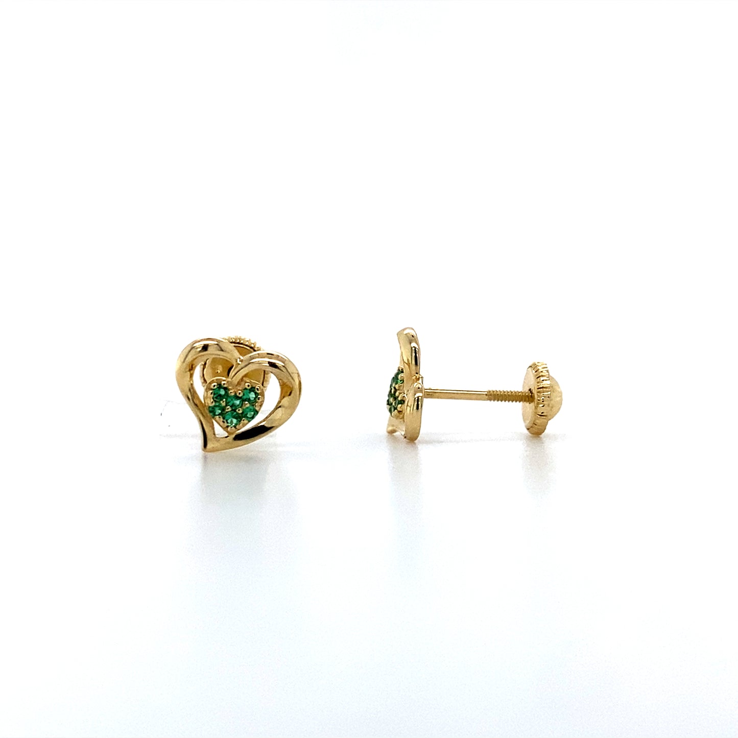 14K Yellow Gold Accent Tilted Heart Stud Earring