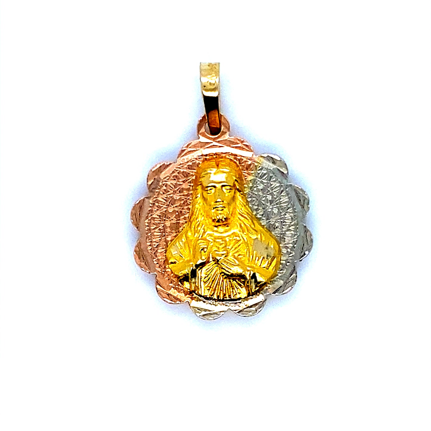 3-Tone 14K Double Sided Religious Pendant