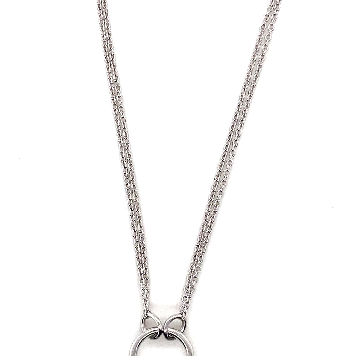 925 Silver CZ Heart, Fleur-De-Lis, Disc Charm Necklace