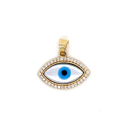 14K Yellow Gold Evil Eye Pendant