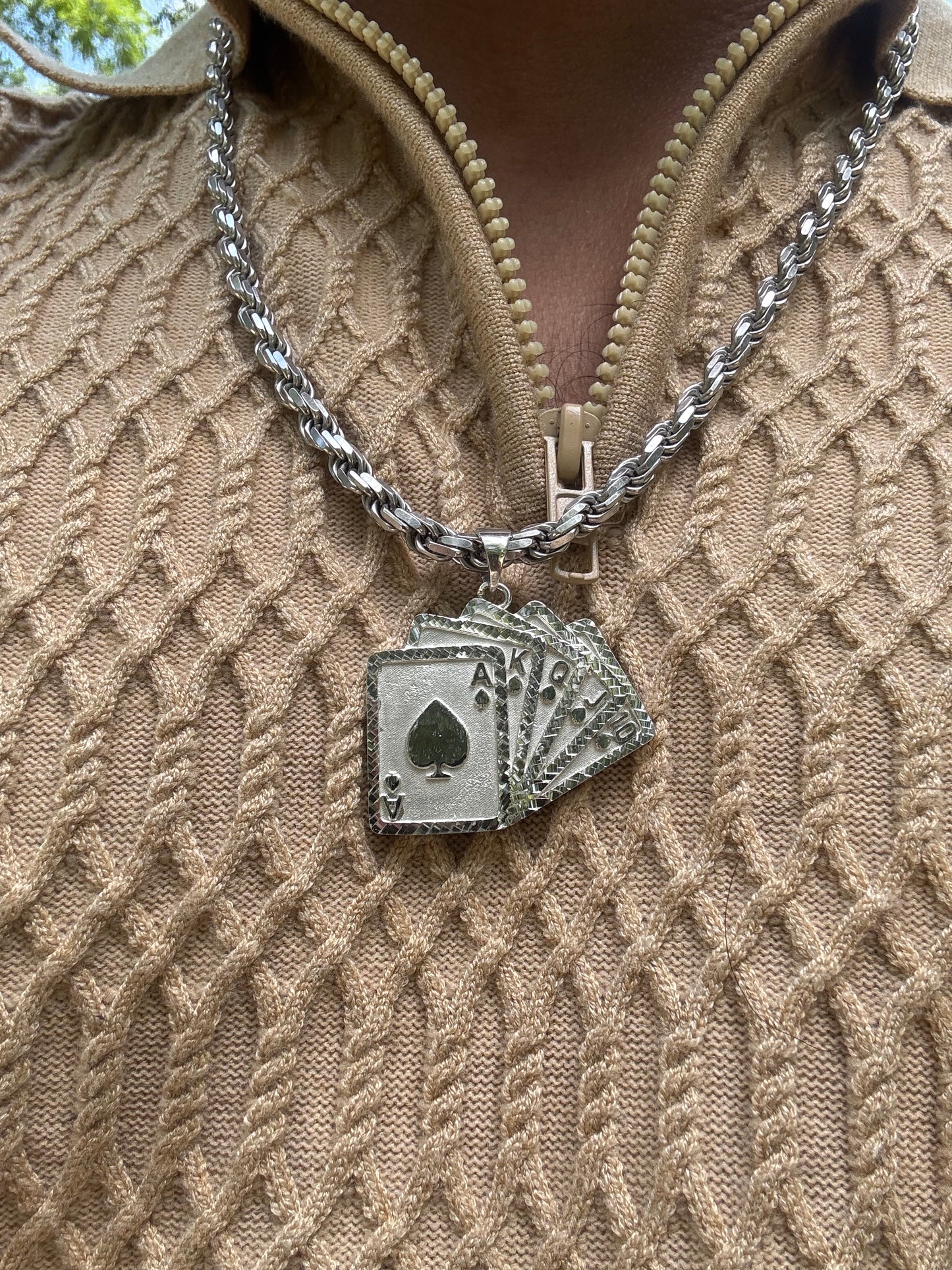 925 Silver Poker Pendant