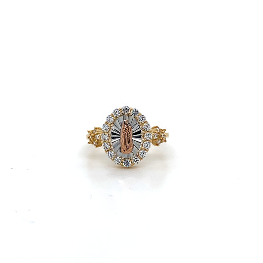 14K Tri Color Lady Of Guadalupe Ring