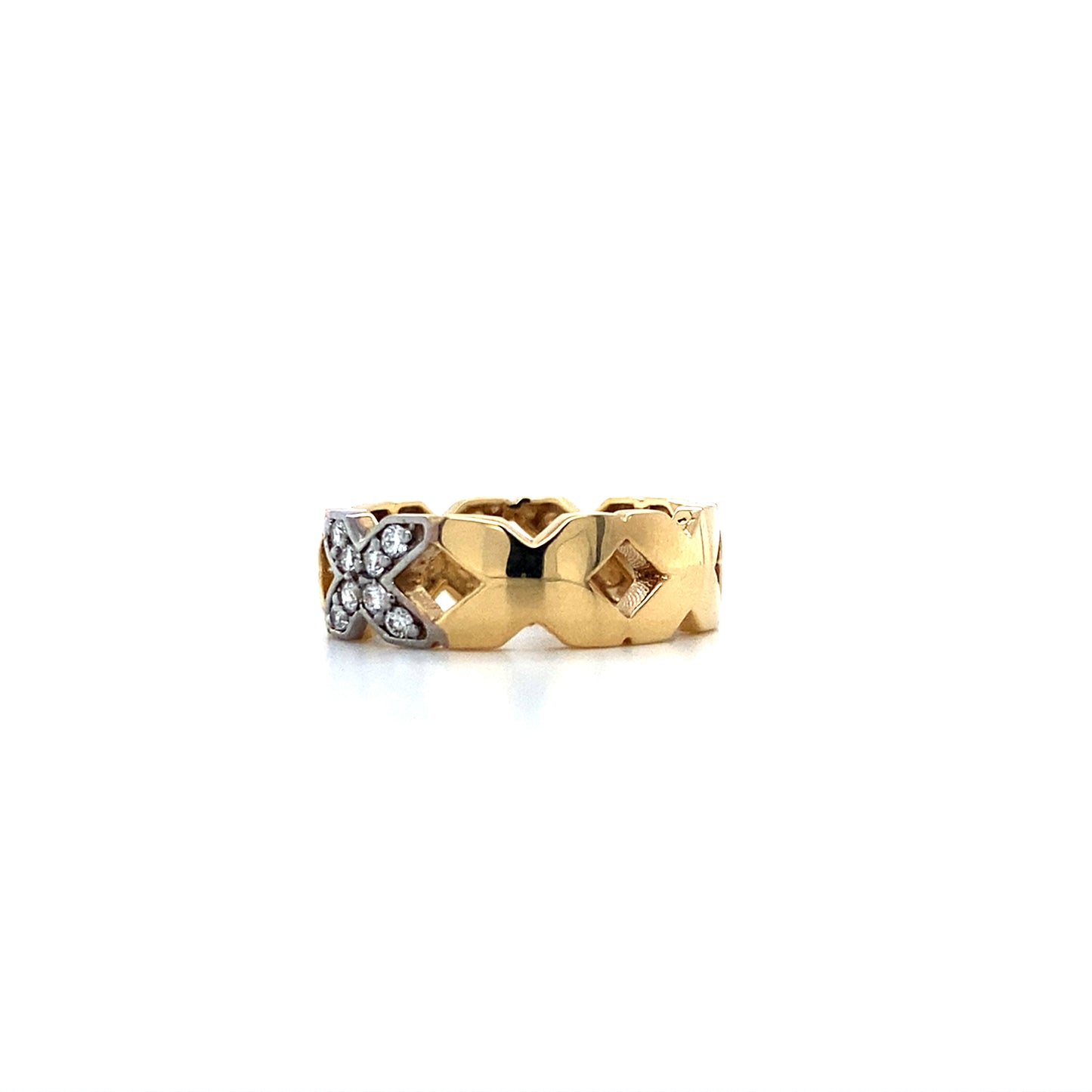 14K Yellow Gold “X” Pattern Band