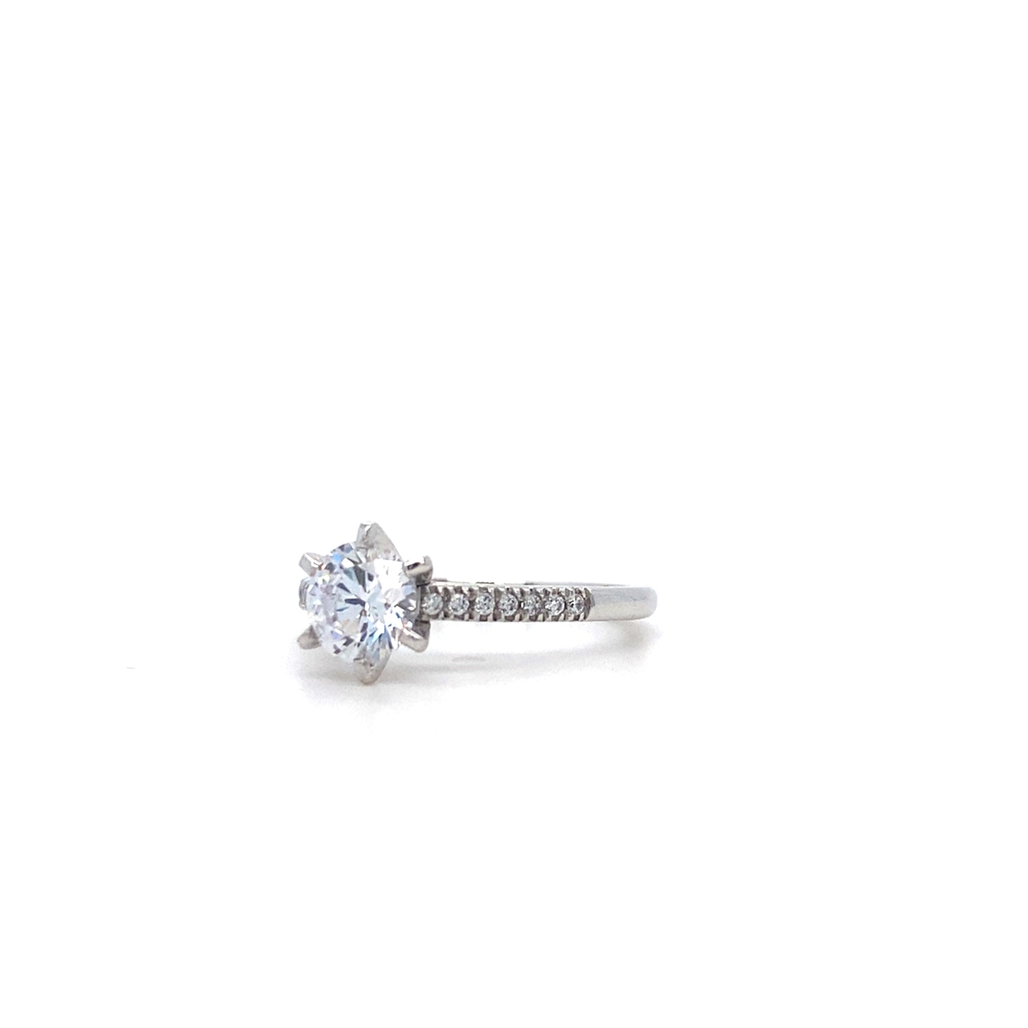 14K White Gold 6 Prong Engagement Set