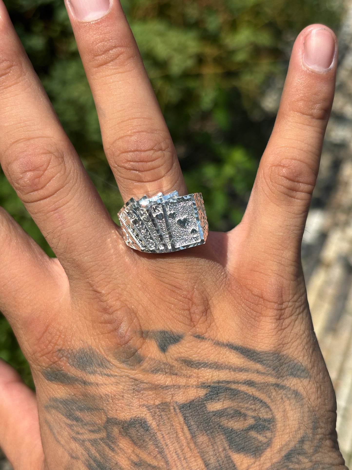925 Silver Poker Nugget Ring