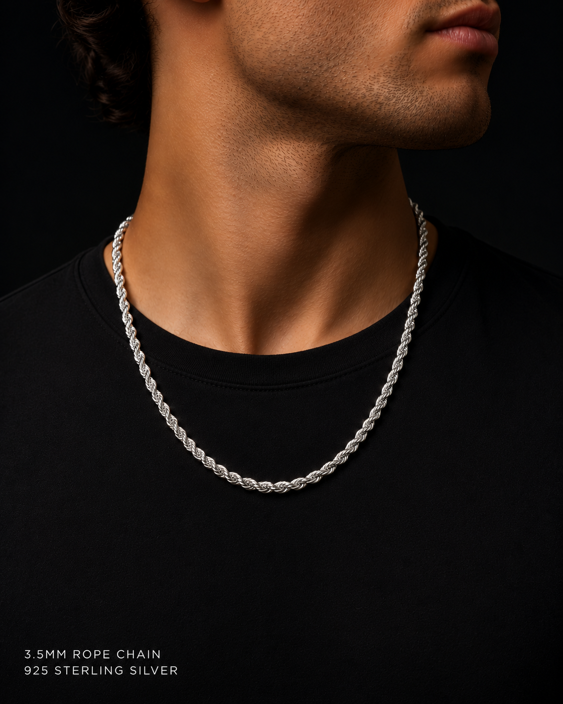 925 Sterling Silver 3.5MM Rope Chain & Bracelet