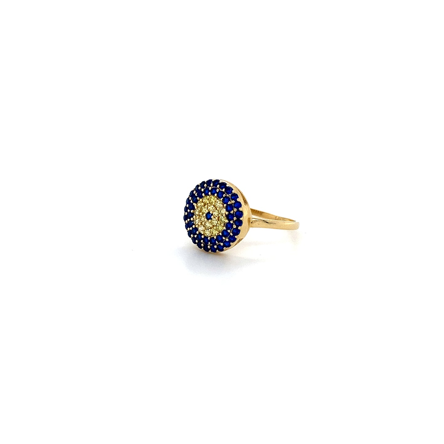 14K Yellow Gold Evil Eye Ring