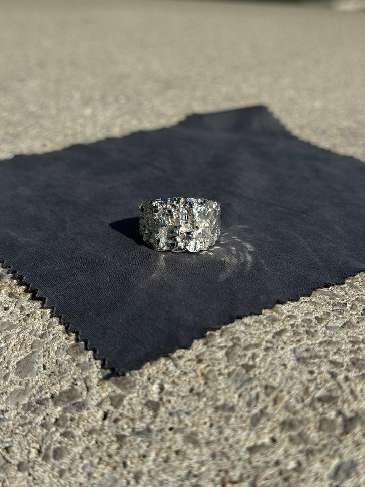 925 Silver Nugget Ring - Handmade Sterling Silver Statement Ring - D's Custom Jewelry