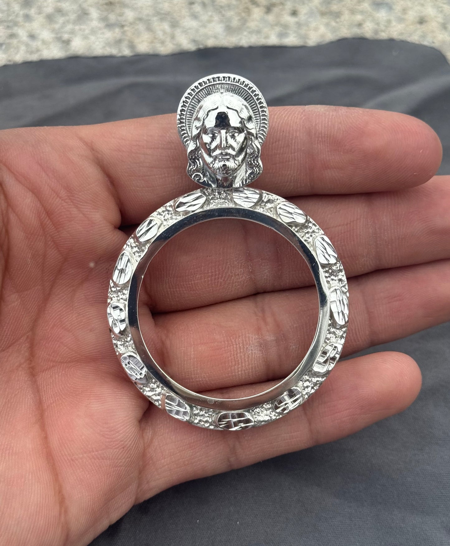 925 Sterling Silver Centenario San Judas Pendant Detail - D's Custom Jewelry