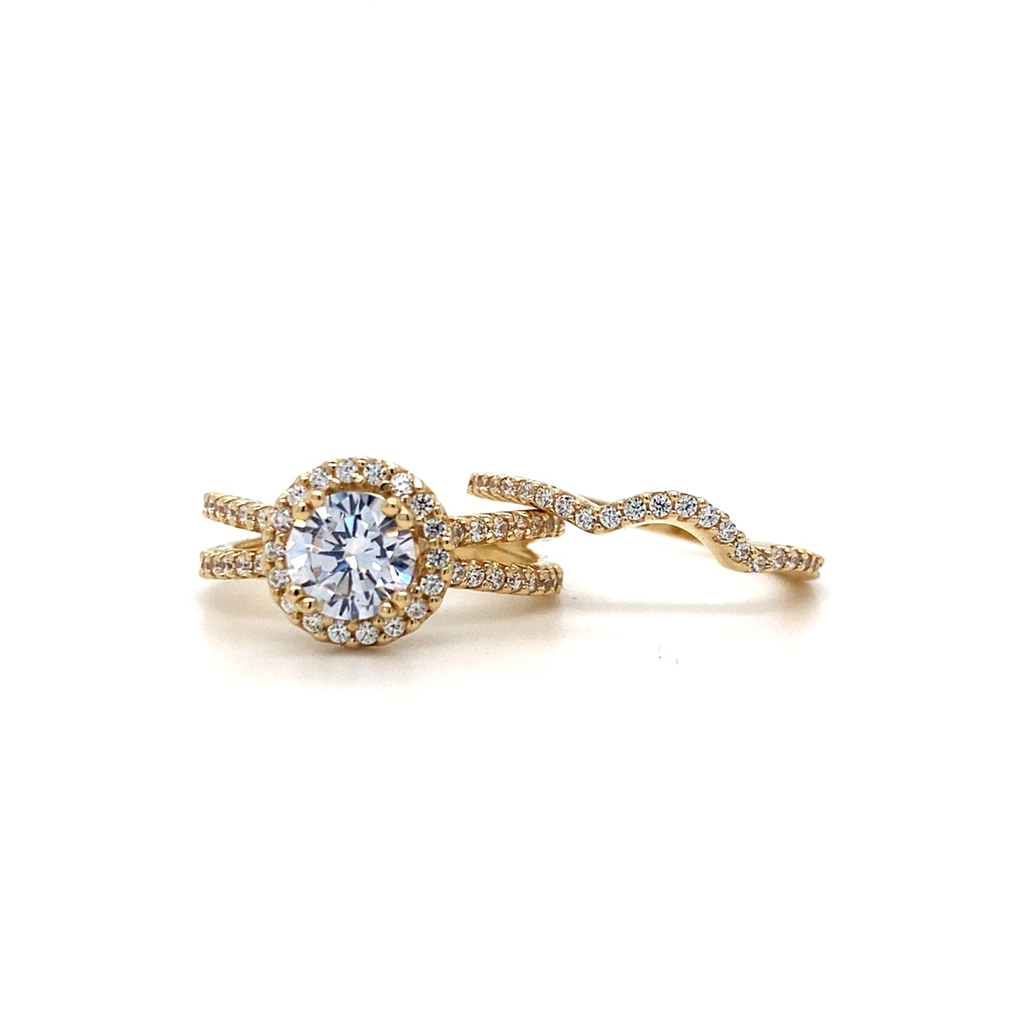 Halo Engagement Set In 14K Yellow Gold Ring