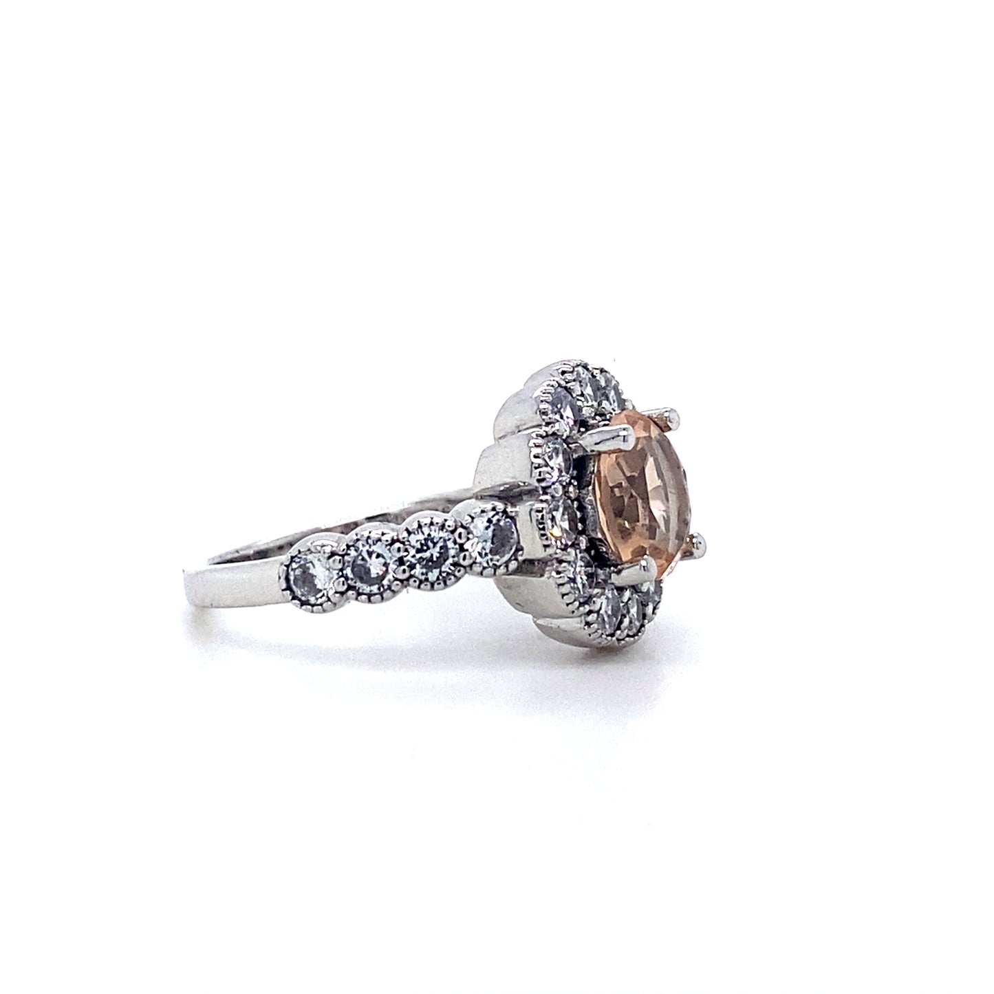 Cluster Champagne Ring In 925 Sterling Silver