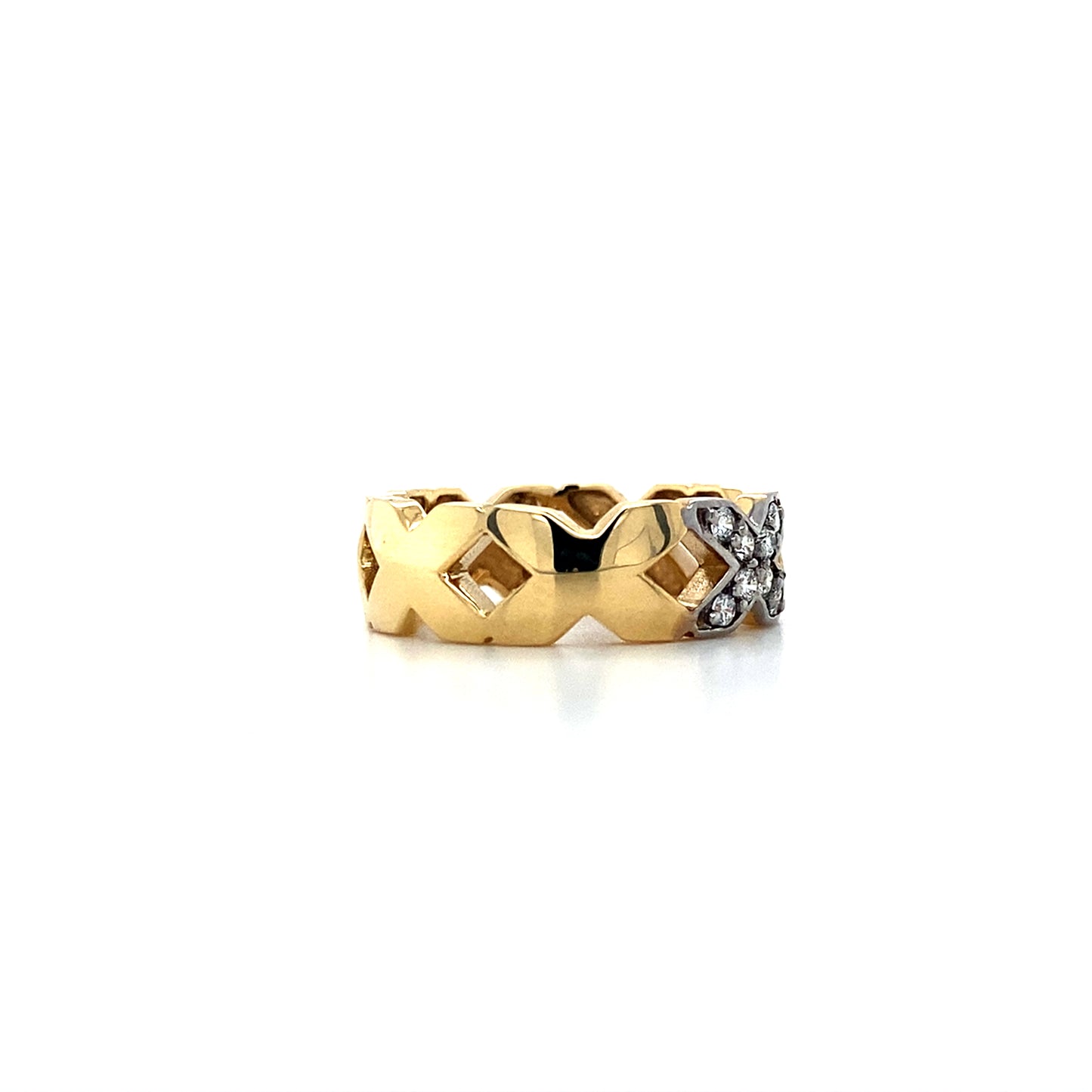 14K Yellow Gold “X” Pattern Band