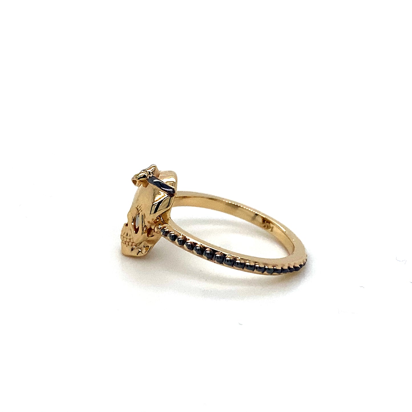 Bold 14K Gold Princess Skull Ring W/ Heart Eyes