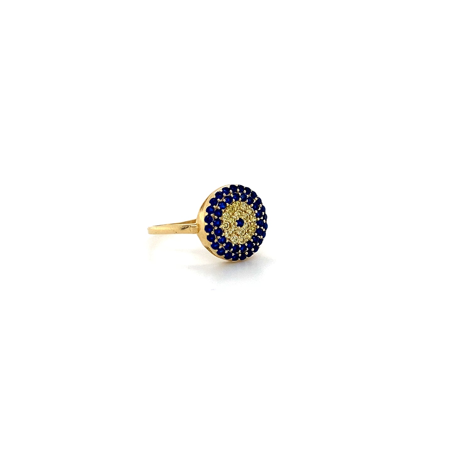 14K Yellow Gold Evil Eye Ring