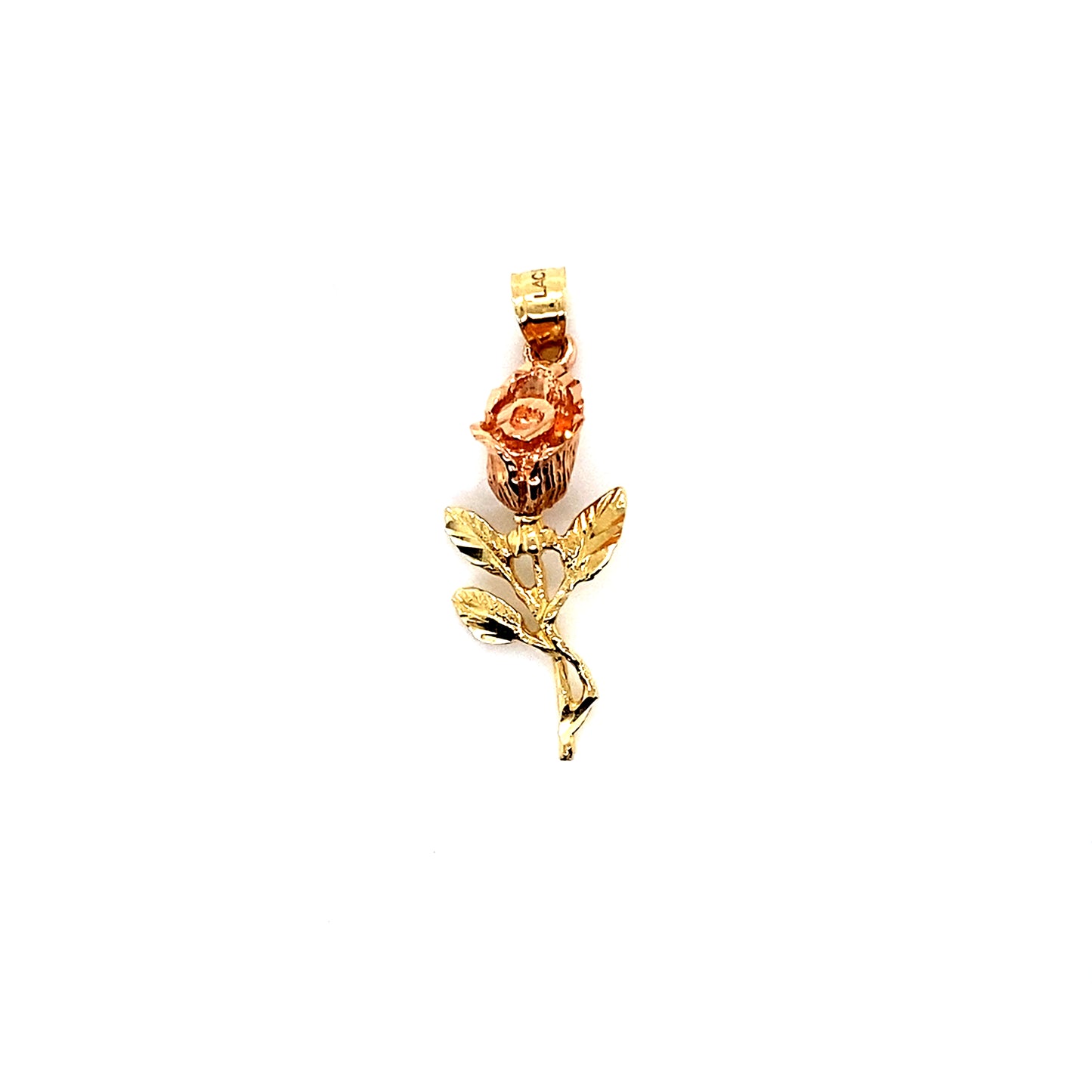 14K Multi-Tone Rose Charm Flower Pendant