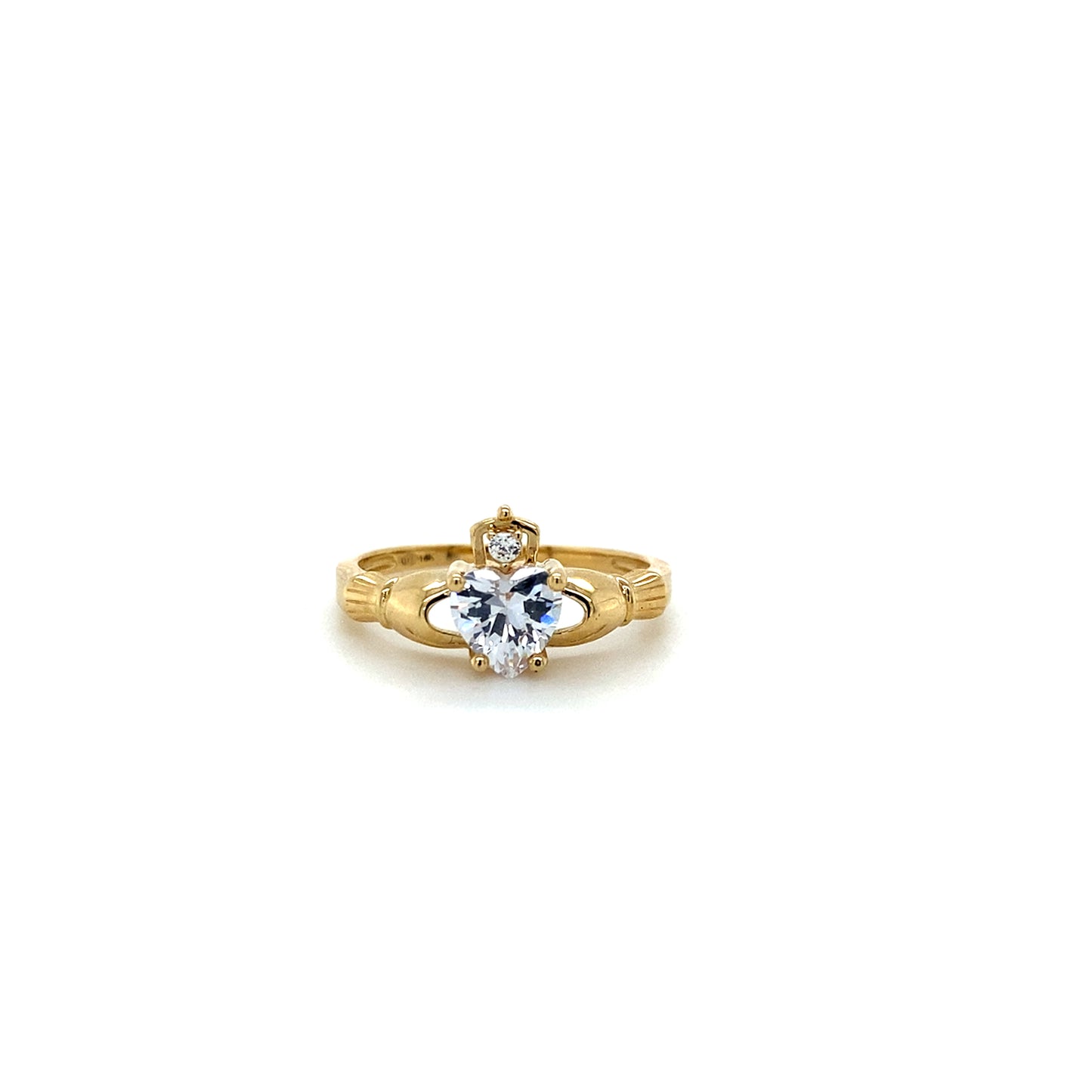 14K Yellow Gold Claddagh Heart Ring