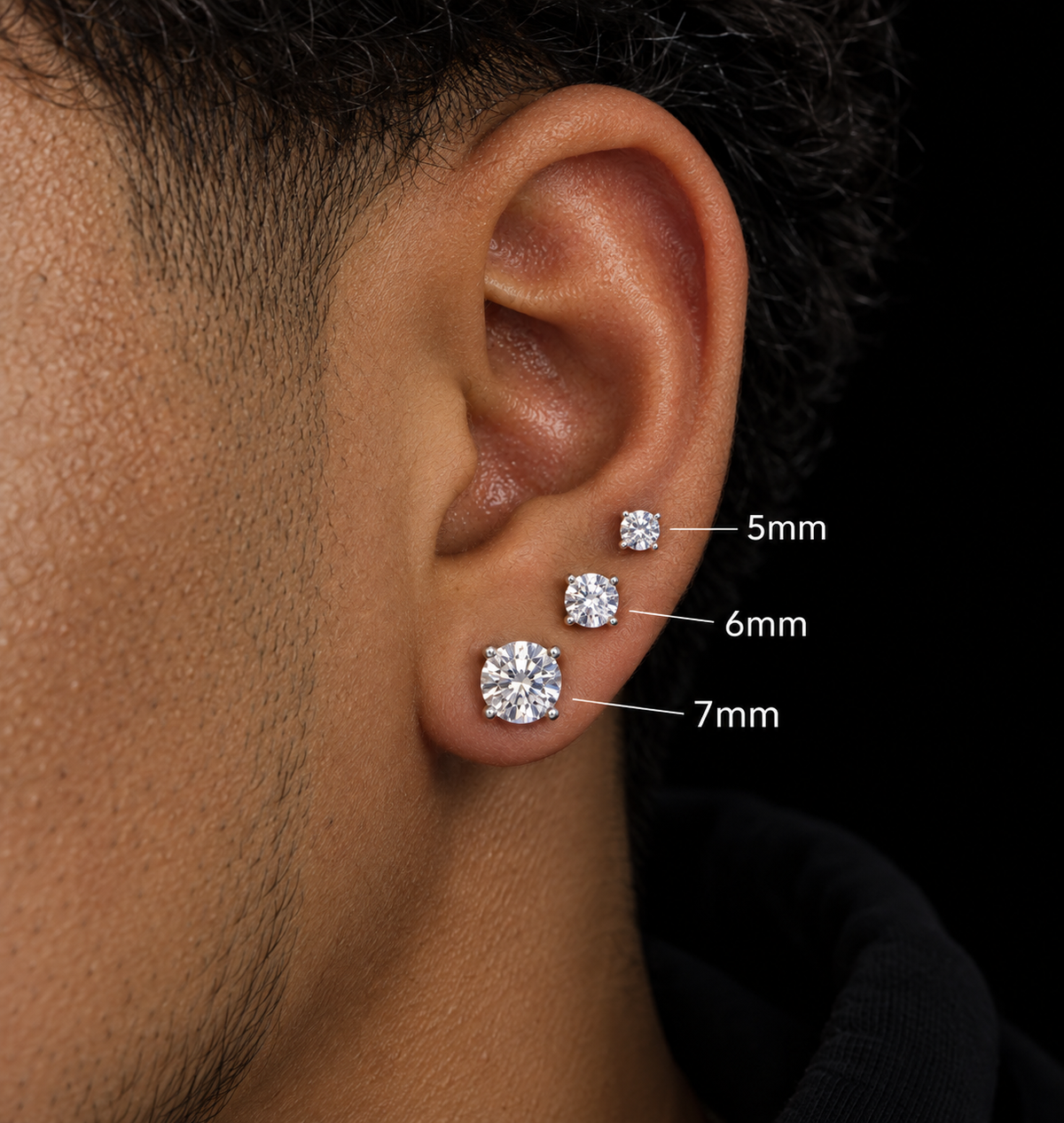925 Sterling Silver Moissanite Round Stud Earrings