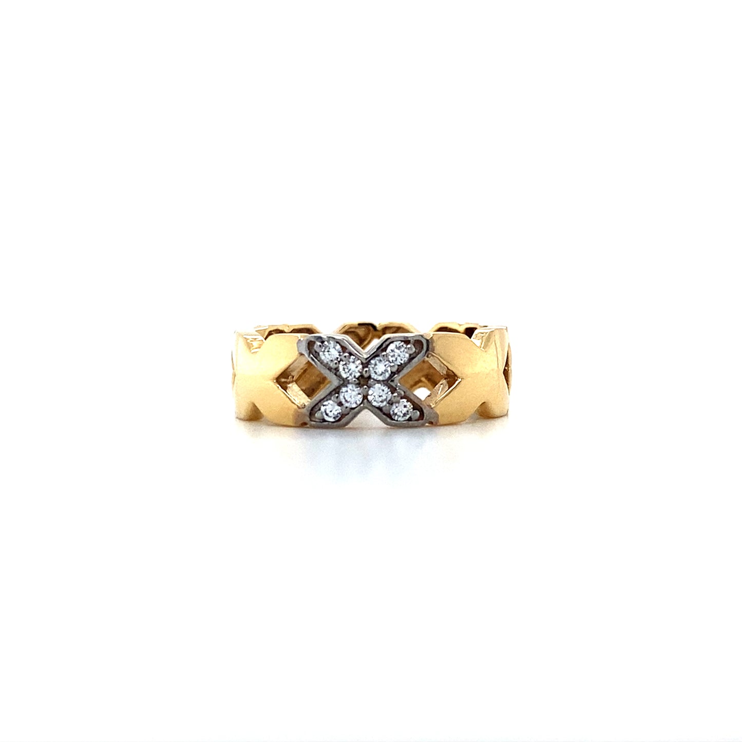 14K Yellow Gold “X” Pattern Band
