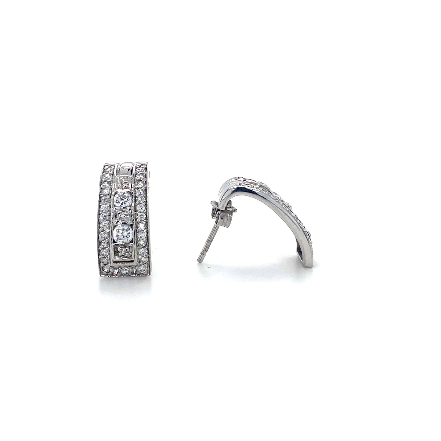Huggie Earrings In 925 Sterling Silver CZ