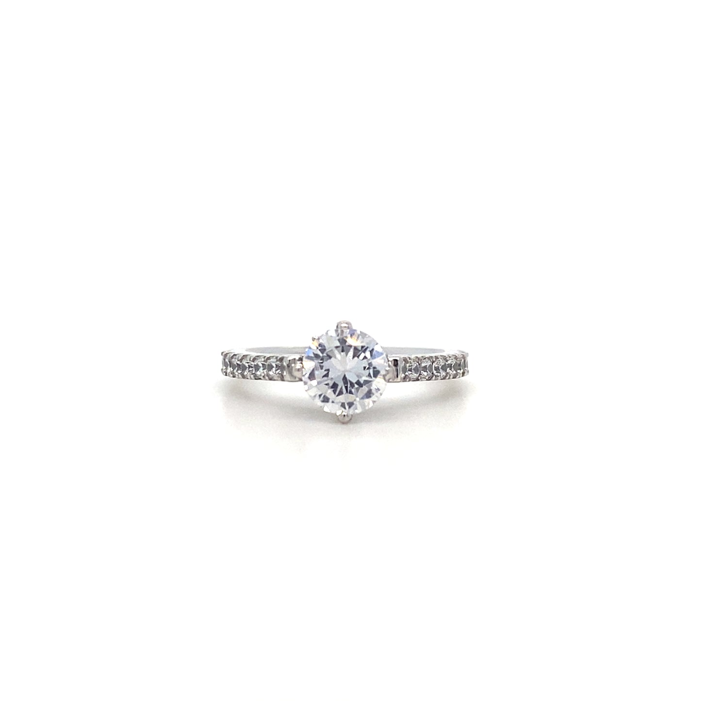 14K White Gold 4-Prong Engagement Ring Set
