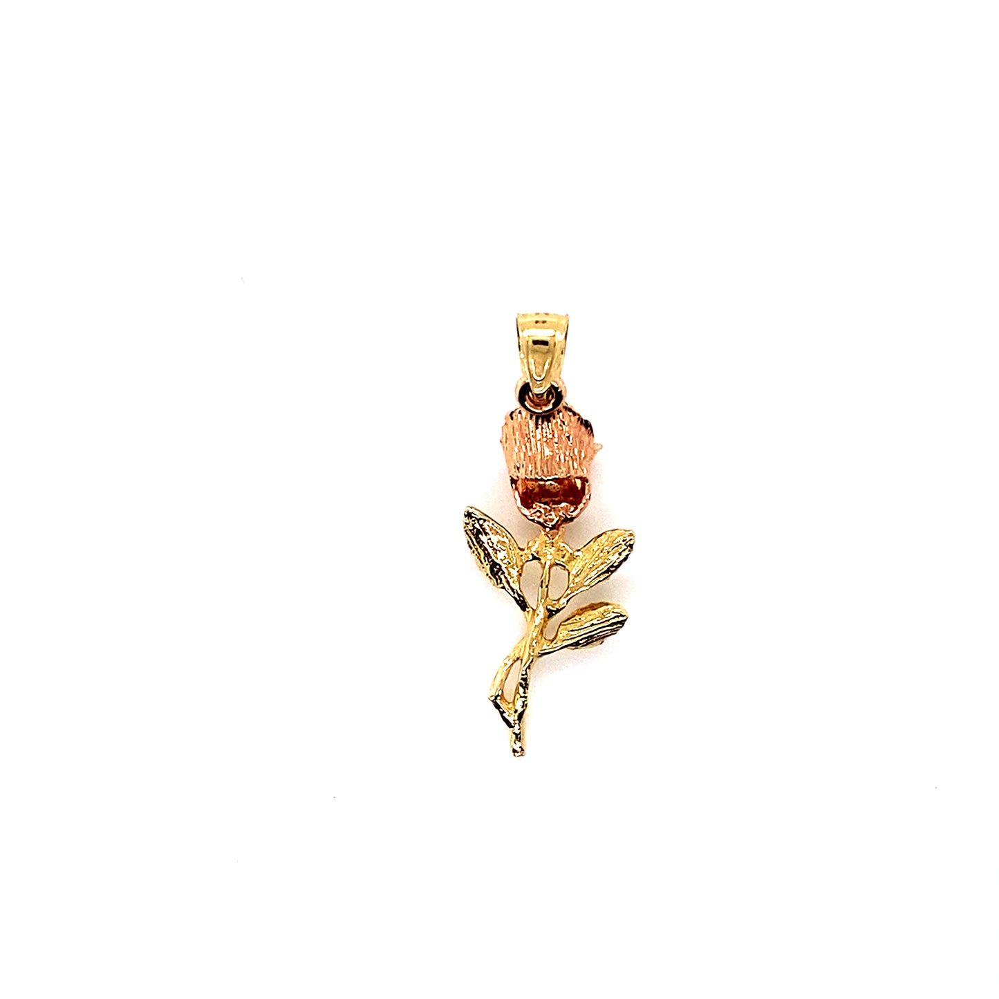 14K Multi-Tone Rose Charm Flower Pendant