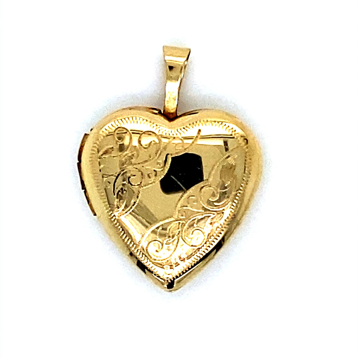 14K Yellow Gold Heart Locket Pendant