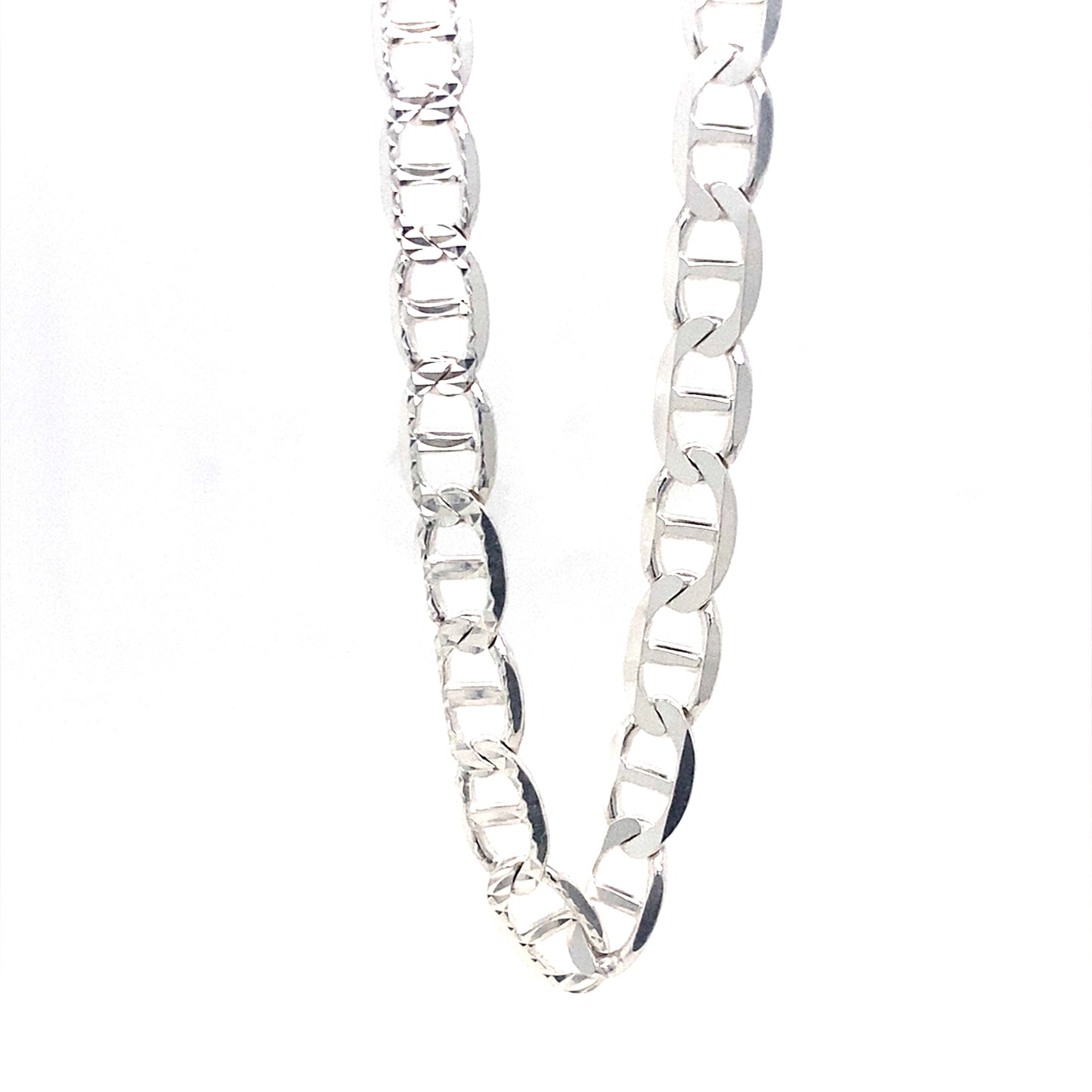 Sterling Sliver Mariner Chain Flat Link Necklaces 5.5MM 22”