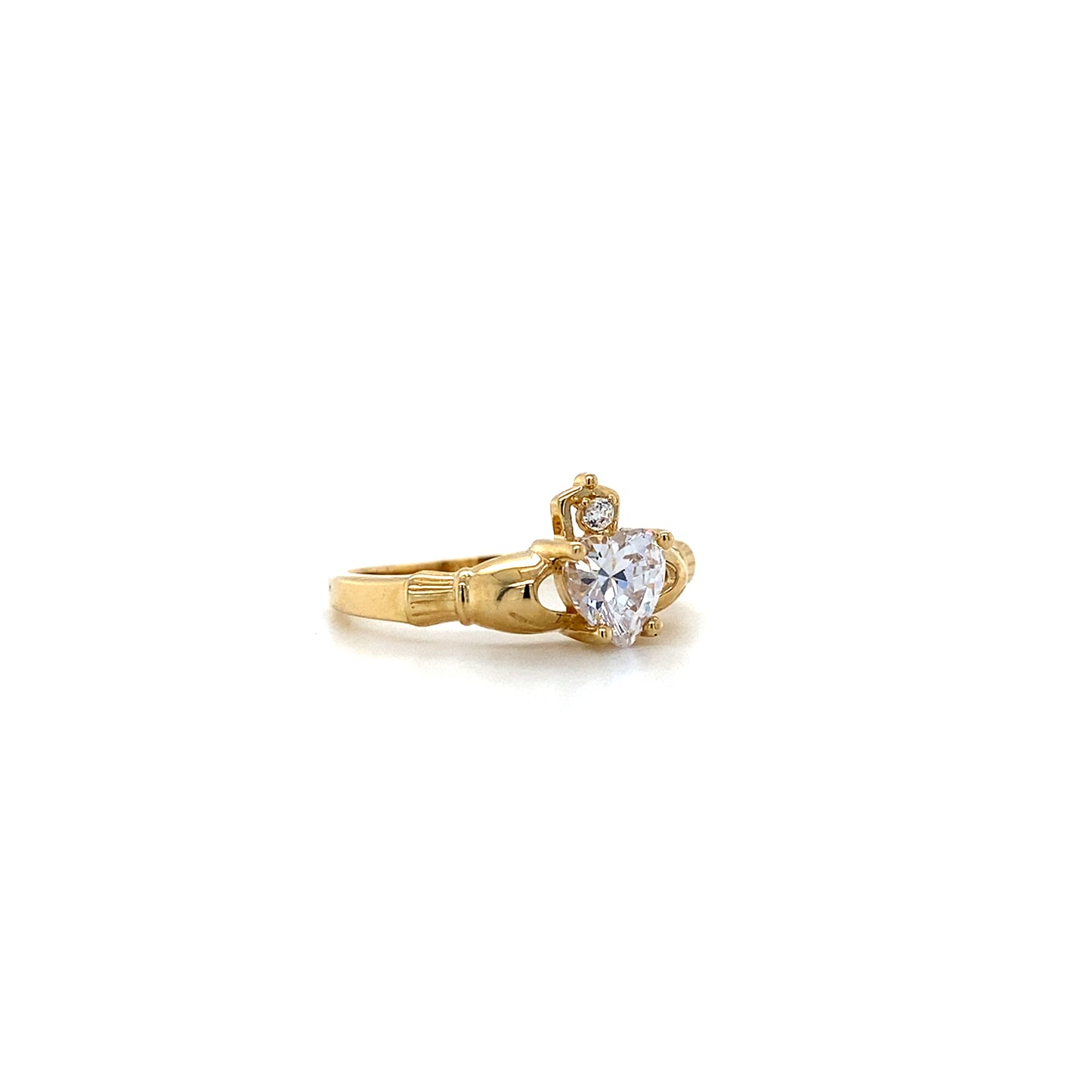 14K Yellow Gold Claddagh Heart Ring