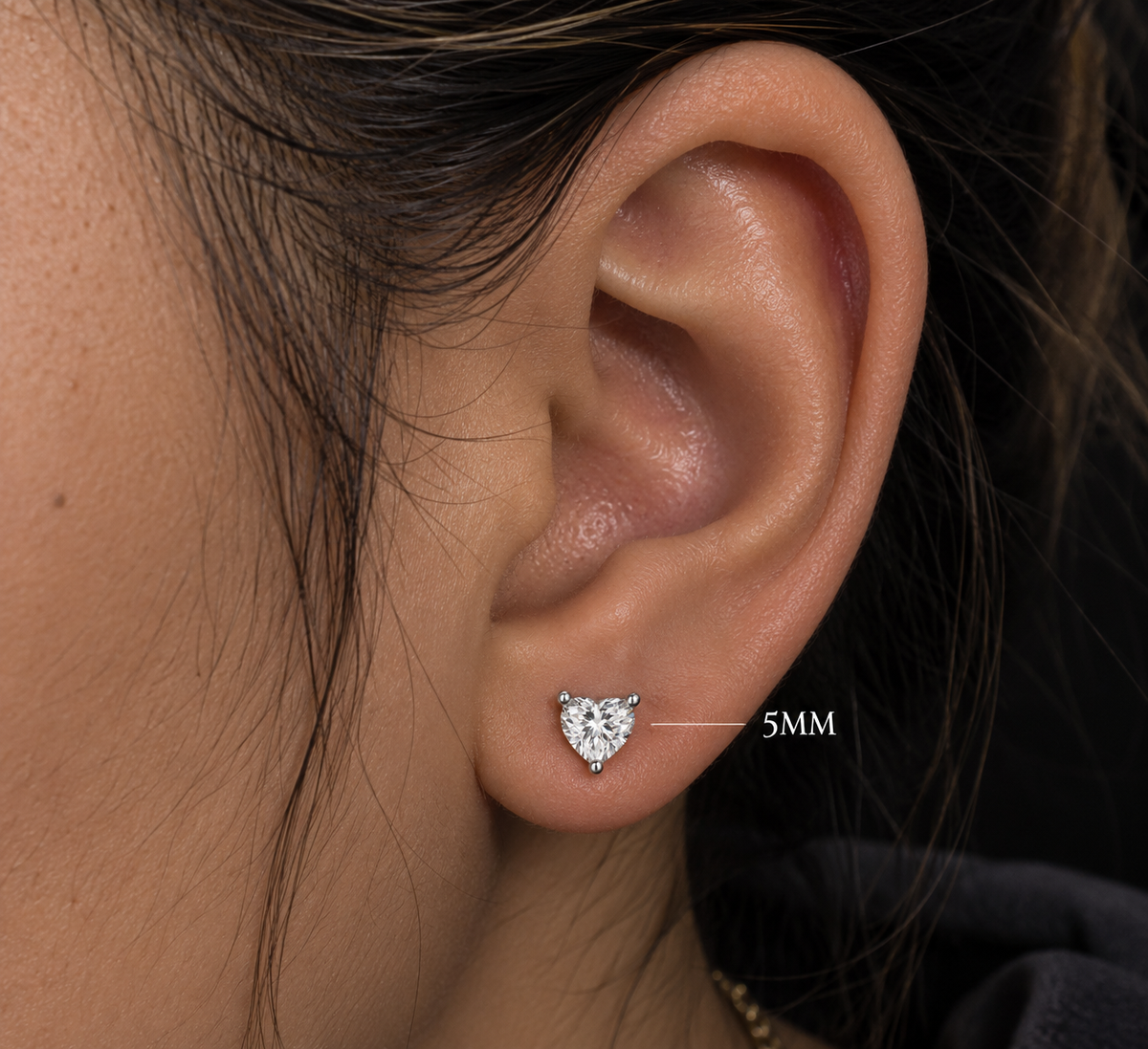 925 Sterling Silver Moissanite Heart Stud Earrings