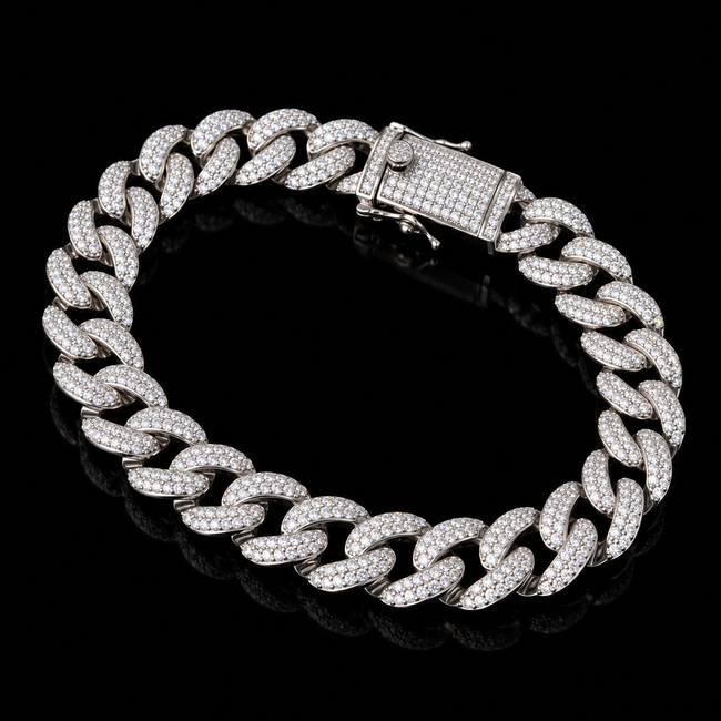 925 Sterling Silver Moissanite Miami Cuban 9.5MM Chain & Bracelet